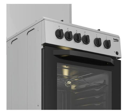 BEKO CUCINA A GAS 4 BRUCIATORI FORNO ELETTRICO 54LT 50x50 SILVER CSS42014FS