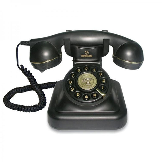 BRONDI TELEFONO FISSO VINTAGE 20 TAVOLO RETRO SUONERIA REGOLABILE FILO NERO