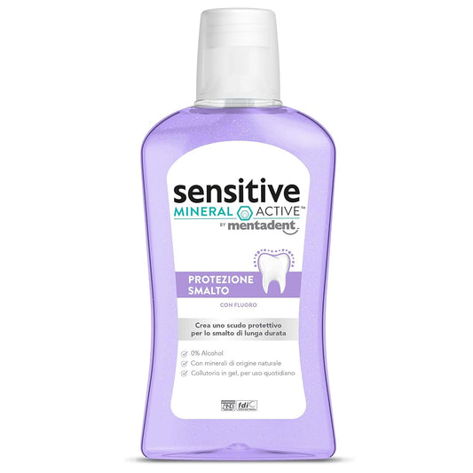 Mentadent Collutorio Sensitive Mineral Active con Fluoro per Smalto Denti 300ml