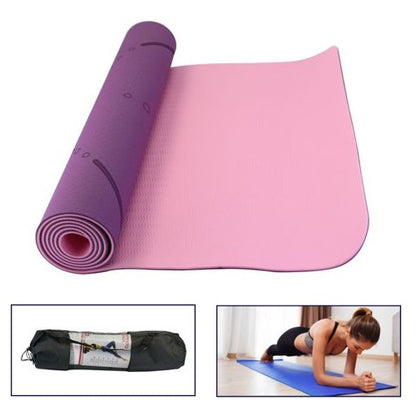 Tappetino Pilates Tappeto Yoga Materassino Fitness Gomma Tpe 6mm Bicolore Viola