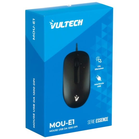 Vultech Essence Mouse Usb Con Filo 3 Pulsanti Ottico 1200 Dpi Pc Laptop Desktop