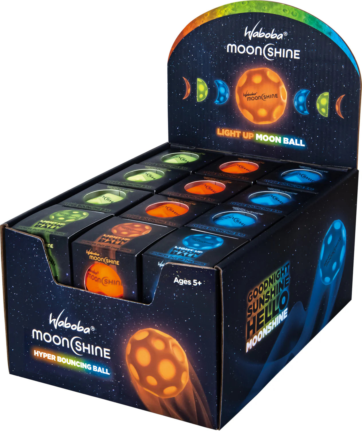 Waboba Pallina Moon Ball Moonshine Light Up Glow In The Dark Rimbalzante - Blue- Light Up Moon Ball Led Hyper Bouncy - Extra Bounce Land Ball (Copia)