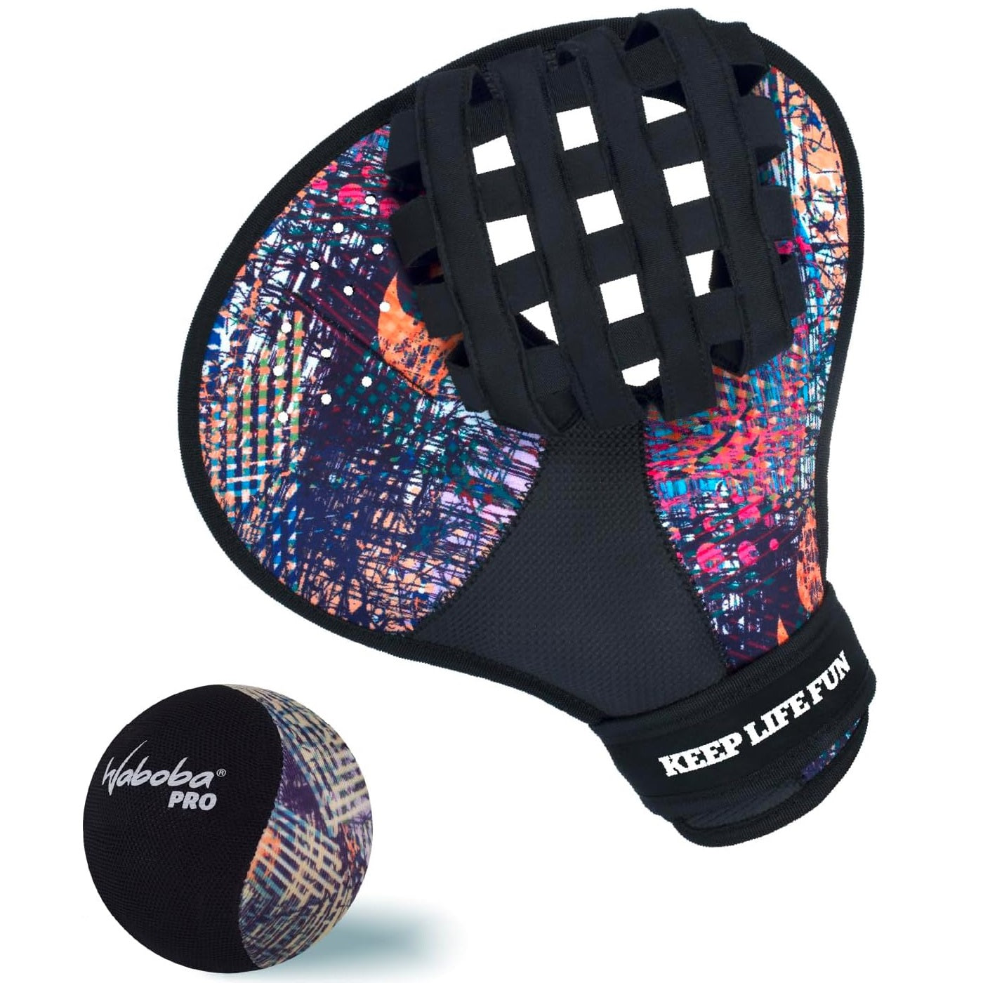 Waboba Catch Water Glove - Guanto per Palla da acqua ambidestro + Pallina Original Skips on Water Bouncing Ball che rimbalza sull’acqua, Giocattolo acquatico ad alte prestazioni