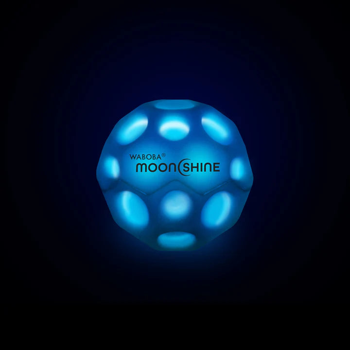 Waboba Pallina Moon Ball Moonshine Light Up Glow In The Dark Rimbalzante - Blue- Light Up Moon Ball Led Hyper Bouncy - Extra Bounce Land Ball (Copia)