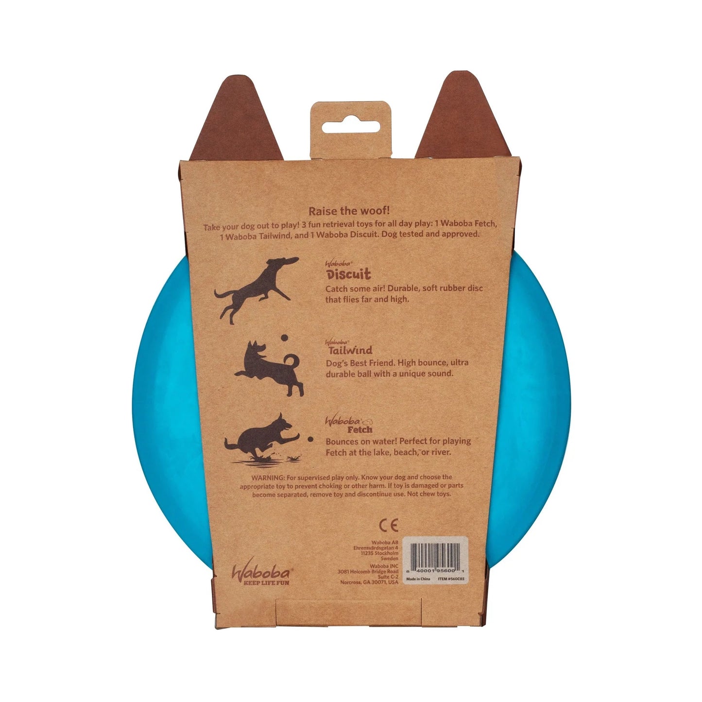 Waboba - Woofgames, Set di giocattoli per cani 3 in 1 - Disco volante Jetwag, Frisbee in gomma + 1 Pallone iper rimbalzo + Palla da riporto Tailwind - Giocattolo all'aria aperta ad alte prestazioni Original