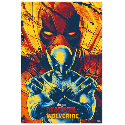 Maxi Poster Marvel (Deadpool e Wolverine) a Parete per Cameretta Nerd, Ragazzi, Regalo, Licenza Ufficiale, Incorniciabile 91 x 61 cm