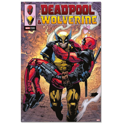 Maxi Poster Marvel (Deadpool e Wolverine 1) a Parete per Cameretta Nerd, Ragazzi, Regalo, Licenza Ufficiale, Incorniciabile 91 x 61 cm
