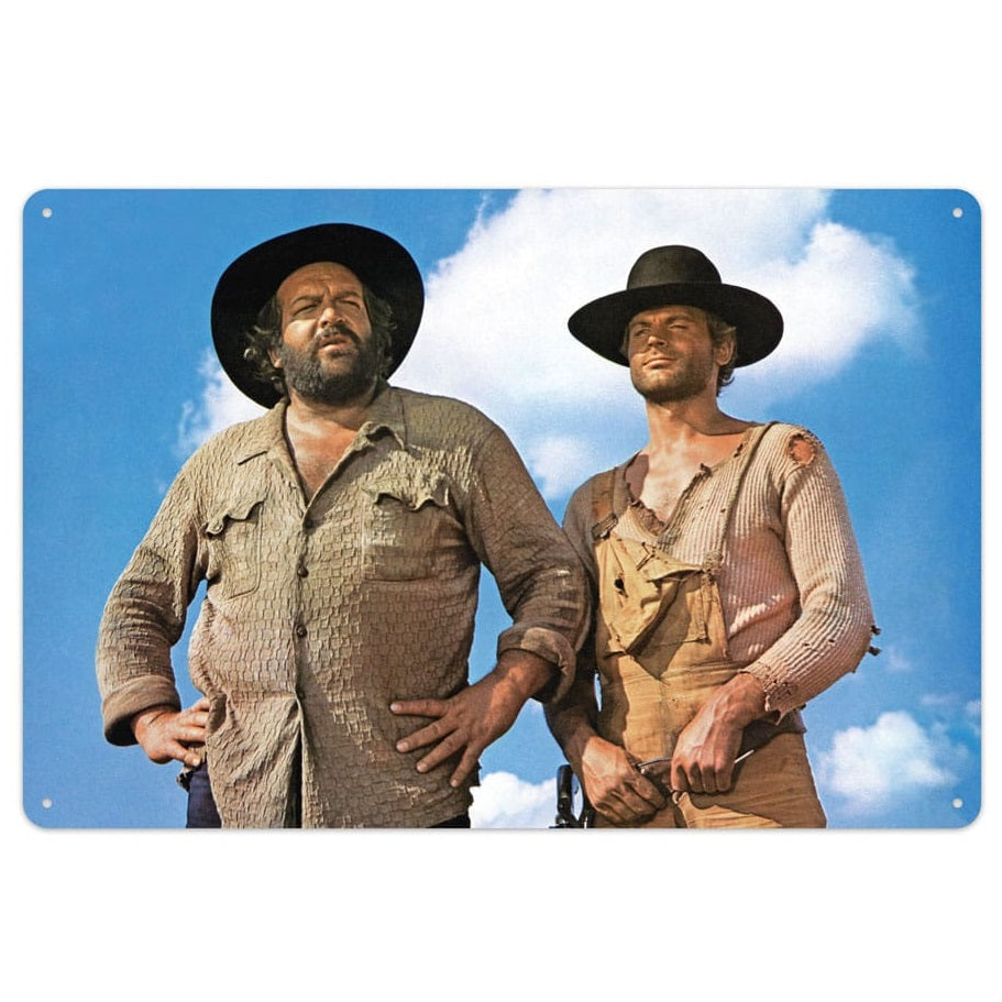 Targa In Metallo Bud Spencer & Terence Hill Tin Sign Blue Sky 20 x 30 cm Movie