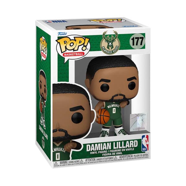 Funko Pop ! Nba Milwaukee Bucks - (177) Damian Lillard Figure 9Cm In Stock