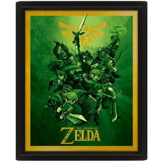 Pyramid - The Legend Of Zelda (Link) Poster 3D Lenticular Incorniciato Cornice