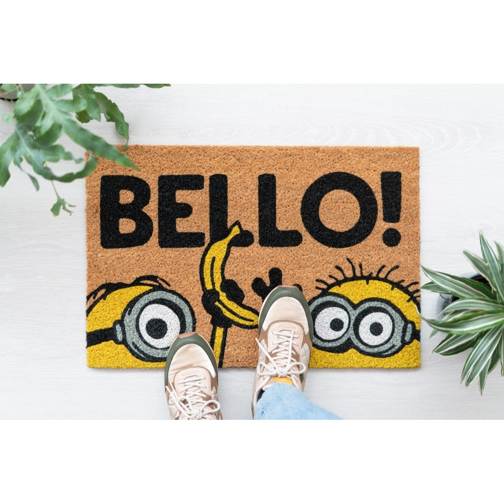 Zerbino (Minions) Tappeto per Ingresso da Esterno e Interno Cocco Divertente Cameretta Bagno con Base in PVC Antiscivolo 40X60 cm