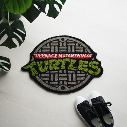 Zerbino (Tartarughe Ninja) Nero Tappeto per Ingresso Esterno o Interno Cameretta Bagno Antiscivolo 55 x 45 x 1,5 cm (Ninja Turtles)